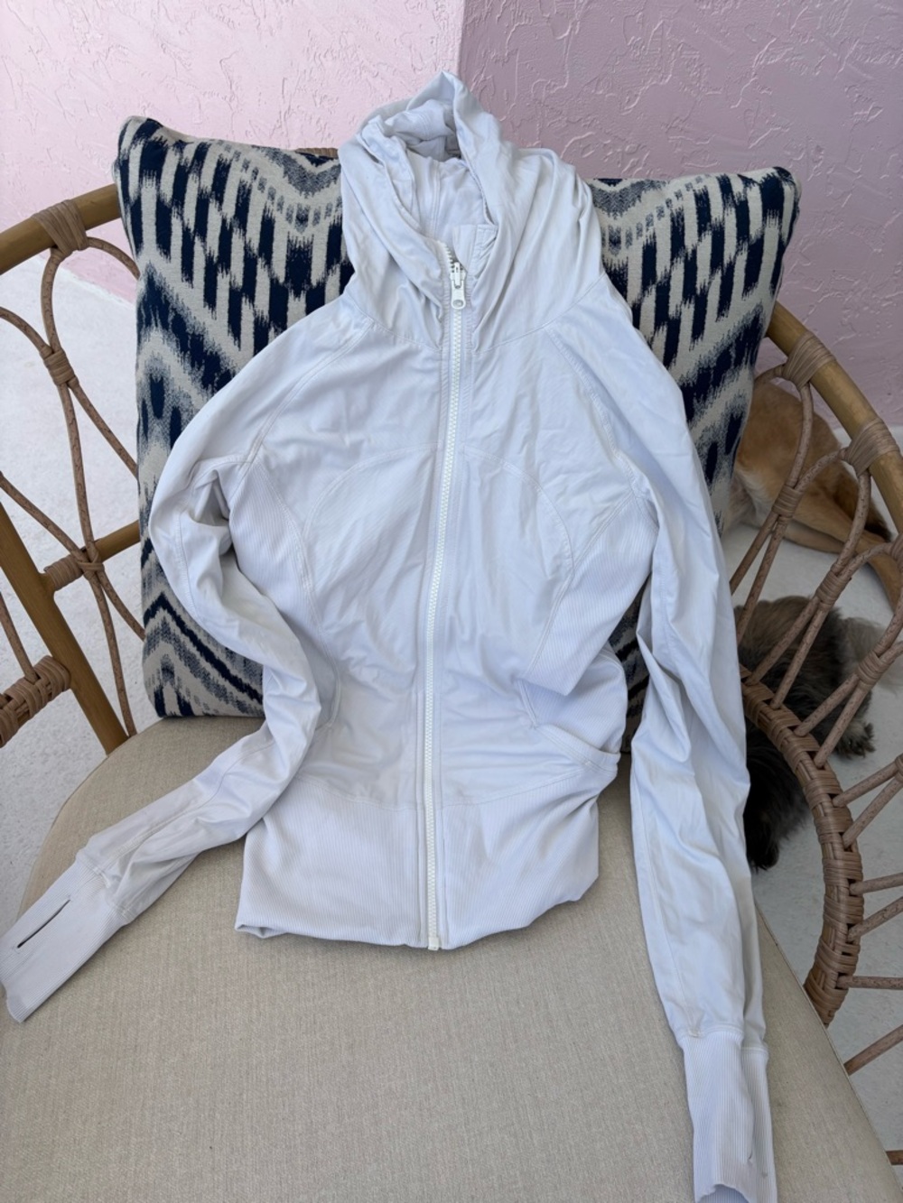 White hooded zip up Lululemon jacket 4